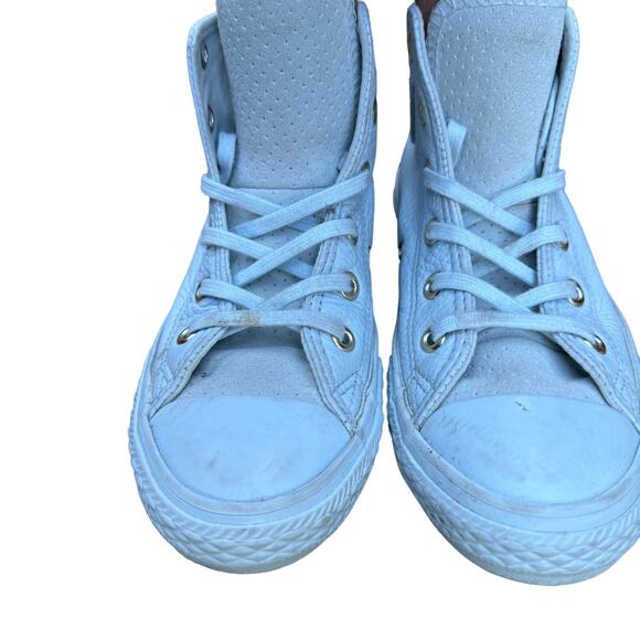 Converse Chuck Taylor All Star Hi Cut Leather Shoes Lace Up White Junior Size 13 - Picture 4 of 9